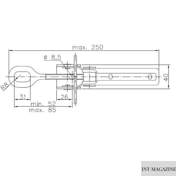 Замок бортовой прицепа Winterhoff BV 40-1 длина 250 мм (1860029) 1860029 фото