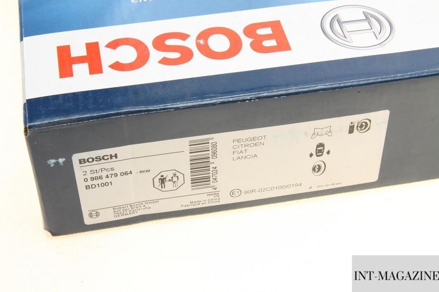 Гальмівний диск задній Peugeot 807/Fiat Ulysse/Citroen C8 02- (272x12) Bosch 0986479064 BO 0986479064 фото