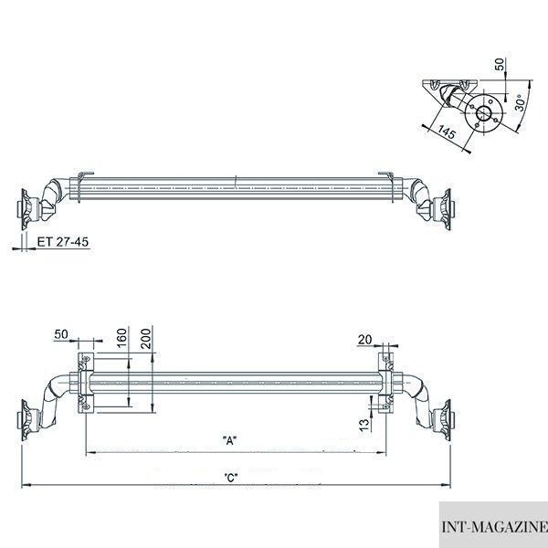 Ось торсионная AL-KO безтормозная 750 кг 1150 мм (98х4) Optima Plus (1529230) 1529230 фото