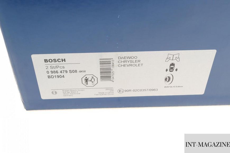 Гальмівний диск задній Chevrolet Lacetti/Nubira 05- (257.8x10.5) Bosch 0986479S08 BO 0986479S08 фото