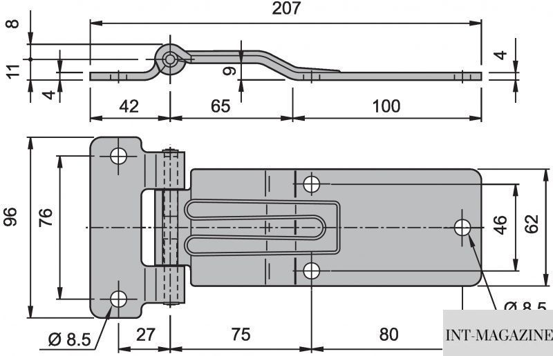 Петля дверей фургона и полуприцепа в сборе Pastore Lombardi (Италия) 165х42х62х4 мм (Нерж) (1603416080) 1603416080 фото