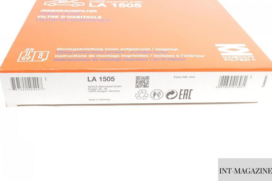 Фільтр салону Knecht LA 1505 (Hyundai Kia) LA 1505 фото