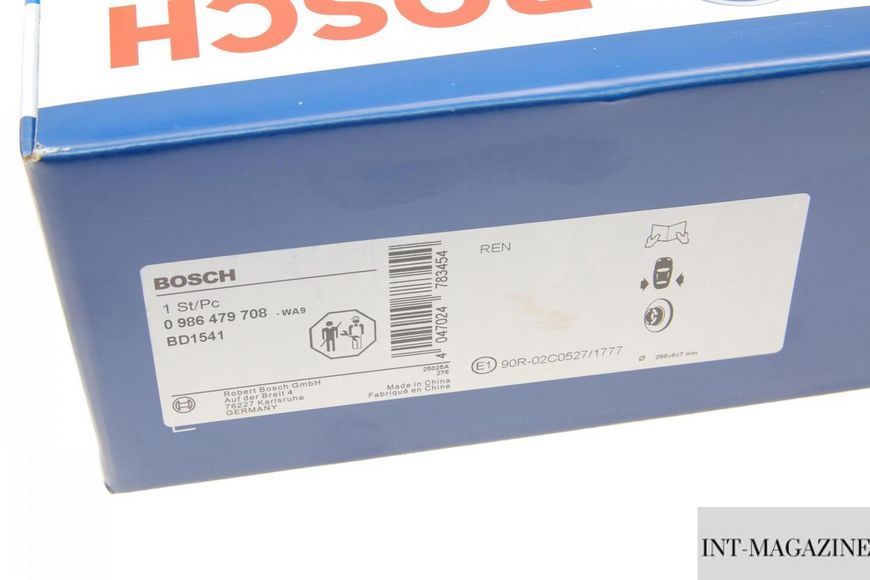 Гальмівний диск задній Renault Megane III/Scenic III 08- (260x8) (+ABS) Bosch 0986479708 BO 0986479708 фото