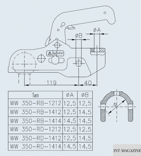 Зчіпний пристрій Winterhoff WW 350-RB-K1212 кругле дишло 50 мм 3500 кг (1860803) 1860803 фото