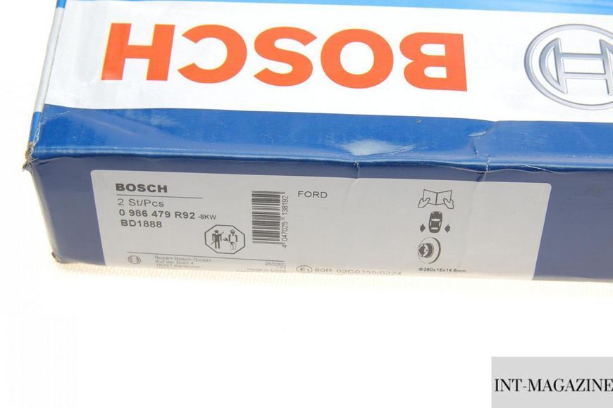 Гальмівний диск задній Ford Transit V347 06-14 (280х16) Bosch 0986479R92 BO 0986479R92 фото