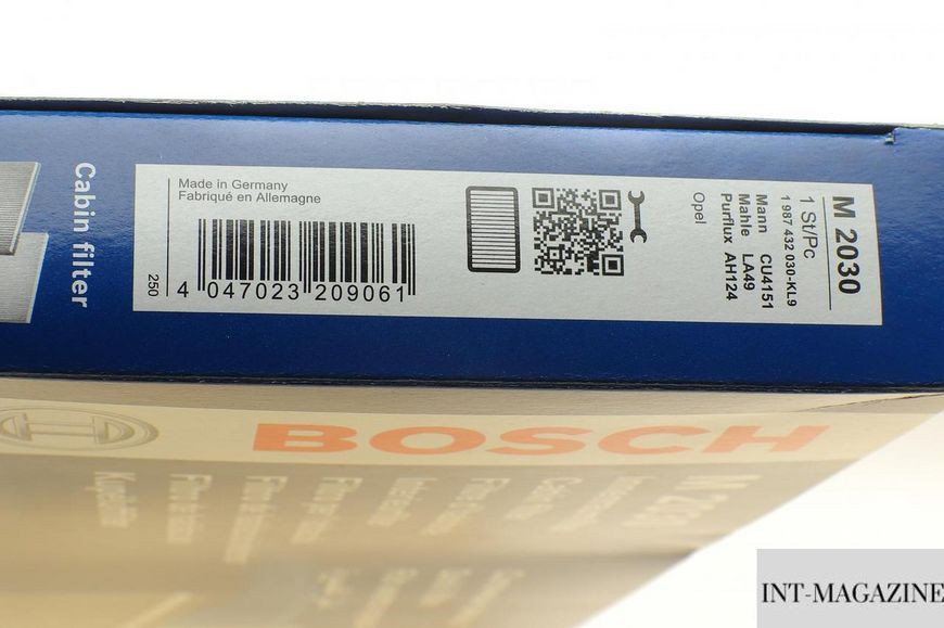 Фільтр салону Bosch 1987432030 Opel Vectra B 1.6 1.8i 16V BO 1987432030 фото