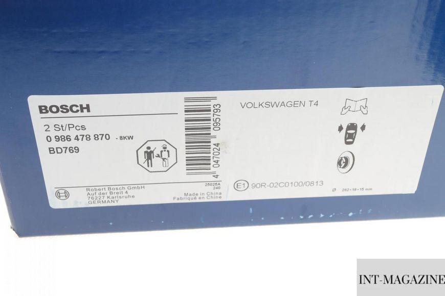 Гальмівний диск передній VW T4 90-03 (282x18) Bosch 0986478870 BO 0986478870 фото