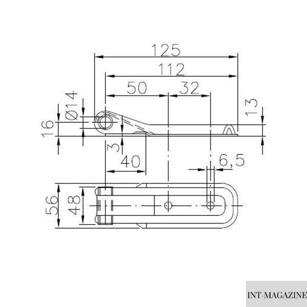 Петля борта причепа Winterhoff BSCH 10-14-120-PO довжина 125 мм (1860111) 1860111 фото