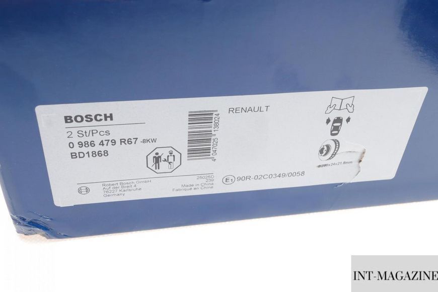Гальмівний диск передній Renault Kangoo 97- 4x4 (280x24) Bosch 0986479R67 BO 0986479R67 фото