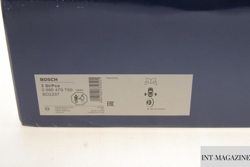Гальмівний диск задній Toyota Camry 96-06 (287.6x10) Bosch 0986479T69 BO 0986479T69 фото